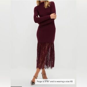 HYACINTH HOUSE
Plum Knit & Lace Suzanne Midi Dress